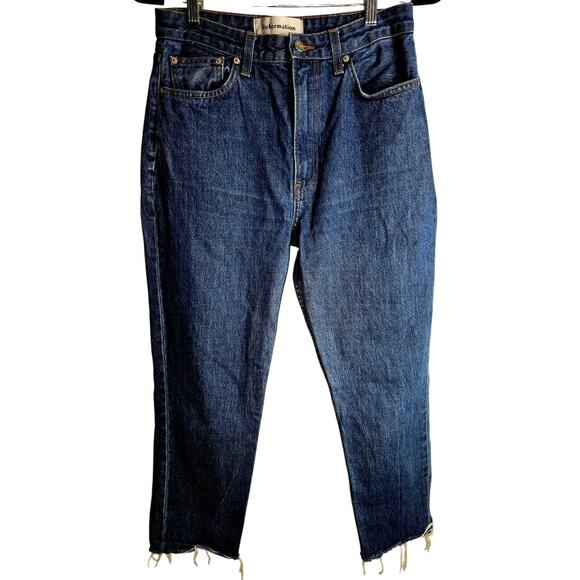 Reformation High Rise Cigarette Leg Jeans Size 29 True Blue Relaxed Fit Fall - Picture 1 of 13